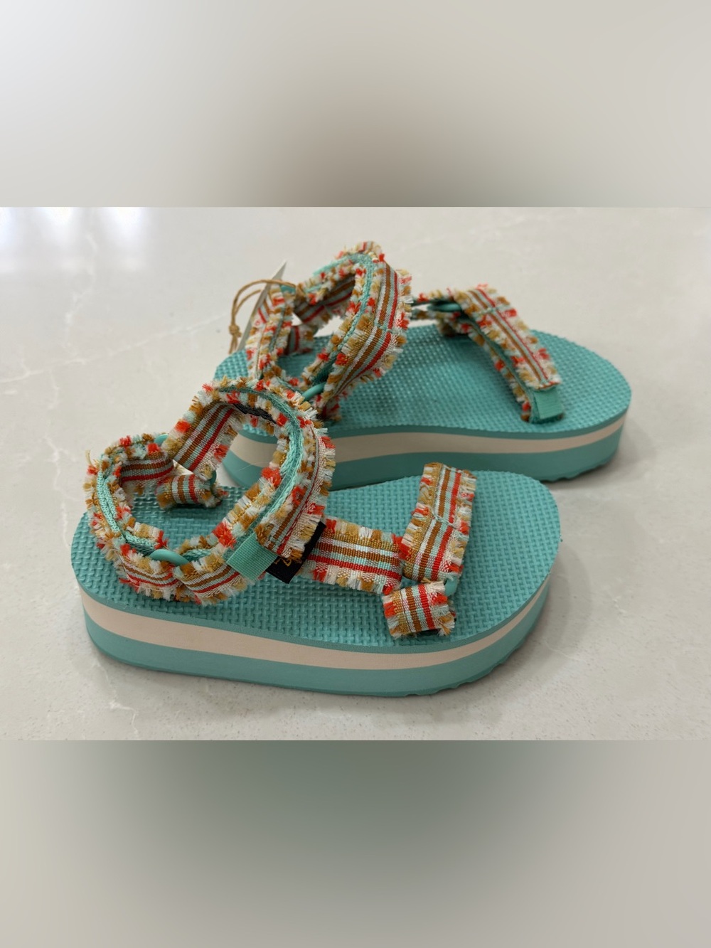Teva Kids Midform Fray Platform Sandals Frazier Cascade Multi Size 8